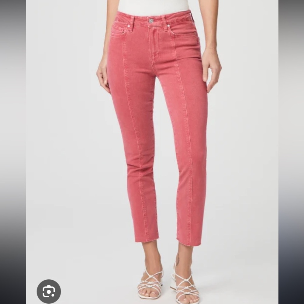 NWT Paige Cindy Front Seam Raw Hem Jeans in Vintage Sweet Rose size 23 000